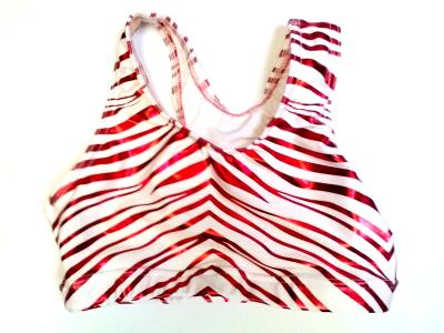 Red Metallic Zebra on White Icupid Sports Bra