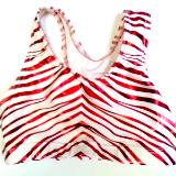 Red Metallic Zebra on White Icupid Sports Bra