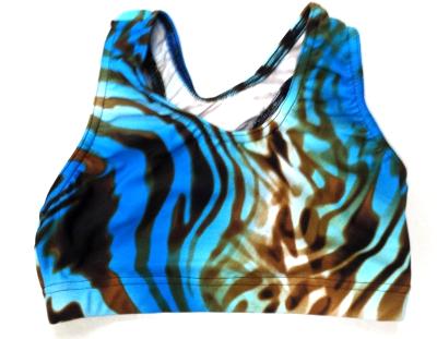 Brown and Blue Tie Dye Zebra Sports Bra