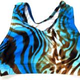 Brown and Blue Tie Dye Zebra Sports Bra