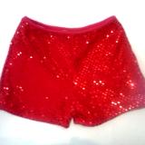 Cheerleading Metallic Sequin Boy Cut  Briefs Red