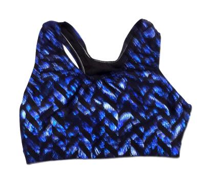 Blue and Black Metallic Zig Zag Sports Bra - OUT OF STOCK