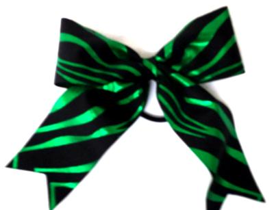 Green Zebra Hair Bow