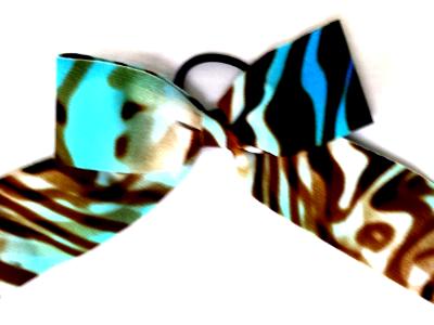 MCC Blue and Brown Zebra Tie Dye Hair Bow