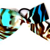 MCC Blue and Brown Zebra Tie Dye Hair Bow