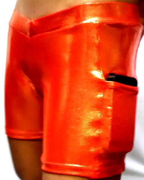 Power Shorts Orange Metallic Briefs