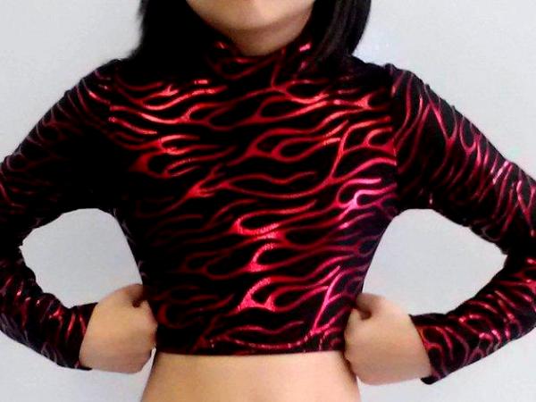 Icupid Cheer Metallic Flamethrower Red Crop Top