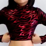 Icupid Cheer Metallic Flamethrower Red Crop Top