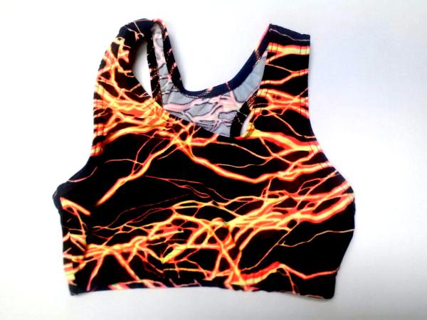 Icupid Cheer Sports Bra Lightning Bolt Orange/Yellow - Icupid Practice Wear