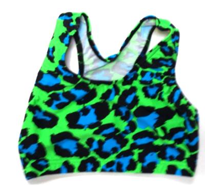 Crazy Leopard Turquoise and Lime Leopard Sports Bra