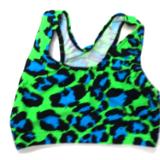 Crazy Leopard Turquoise and Lime Leopard Sports Bra