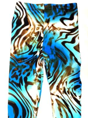 Tie Dye Zebra Brown and Blue Capri