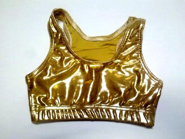 Metallic Mystique Razorback Sports Bra Gold