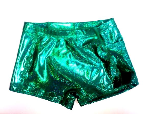 Icupid Cheer Shorts Sparkles Green Boy Cut Shorts