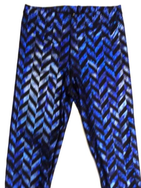 Black & Blue Metallic Zig Zag Capris - LIMITED AVAILABILITY