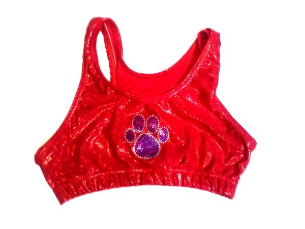 Red Shatter Glass Sports Bra with Royal Paw