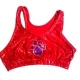 Red Shatter Glass Sports Bra with Royal Paw