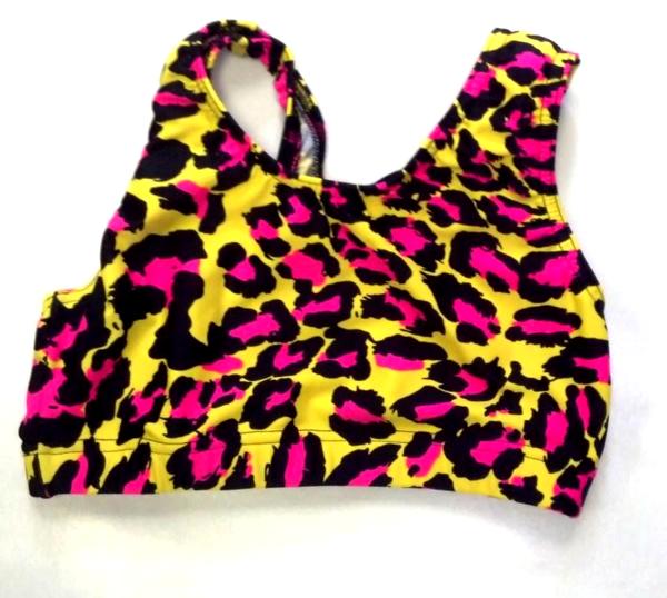 Crazy Leopard Yellow Pink Sports Bra