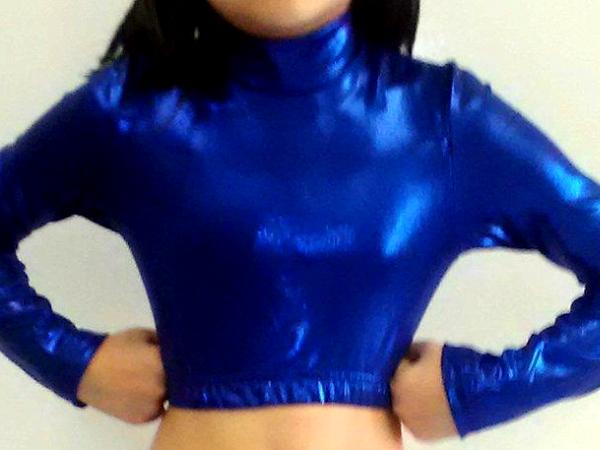 Icupid Cheer Metallic Crop Top Royal Mystique