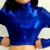 Icupid Cheer Metallic Crop Top Royal Mystique