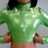 Icupid Cheer Metallic Crop Top Lime