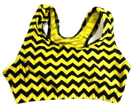 Chevron Yellow and Black Sports Bra