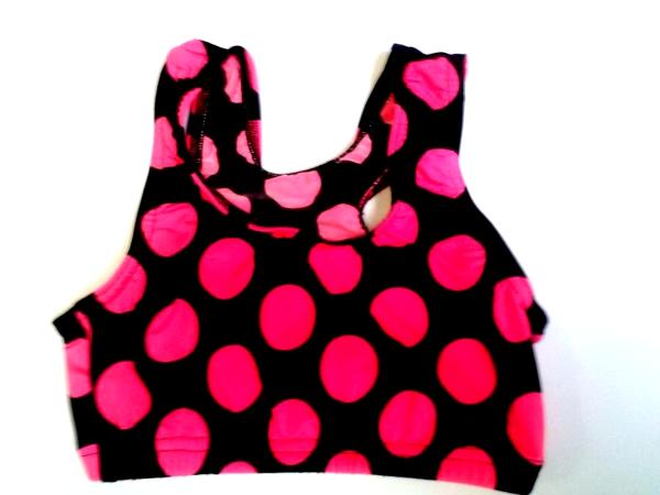 Crazy Big Dots Sports Bra Hot Pink on Black - OUT OF STOCK