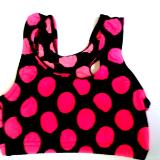 Crazy Big Dots Sports Bra Hot Pink on Black - OUT OF STOCK