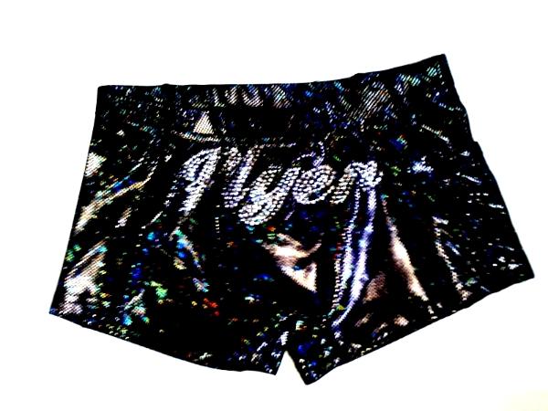 iCupid Short with FLYER (on back) in BLING Black Shatter Glass