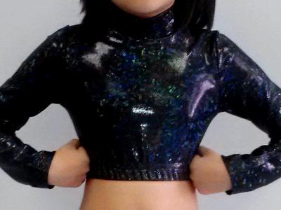 Icupid Cheer Metallic Crop Top Black Shatter Glass