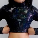 Icupid Cheer Metallic Crop Top Black Shatter Glass