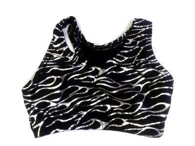 Silver and Black Flamethrower Razorback Sports Bra