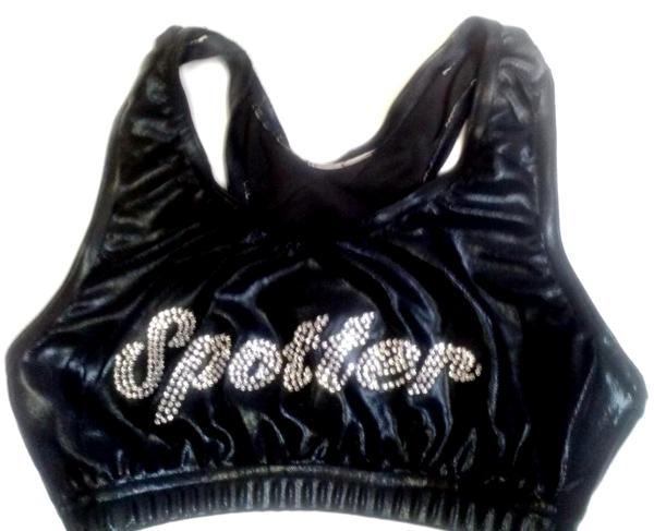 Front SPOTTER Razorback Sports Bra Black Mystique Bling