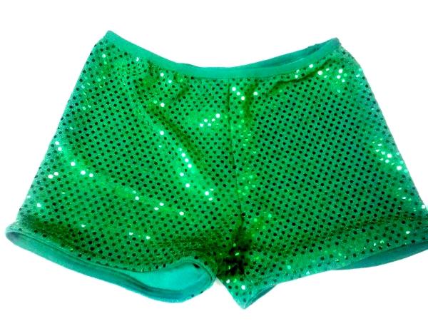 Cheerleading Metallic  Sequins Boy Cut Briefs Kelly Green