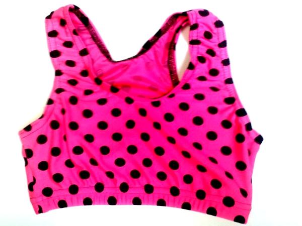 Crazy Dots Sports Bra Black Dots on Hot Pink