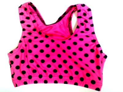 Crazy Dots Sports Bra Black Dots on Hot Pink