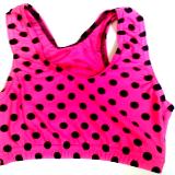 Crazy Dots Sports Bra Black Dots on Hot Pink