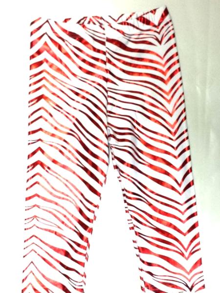 Red Metallic Zebra on White Capris