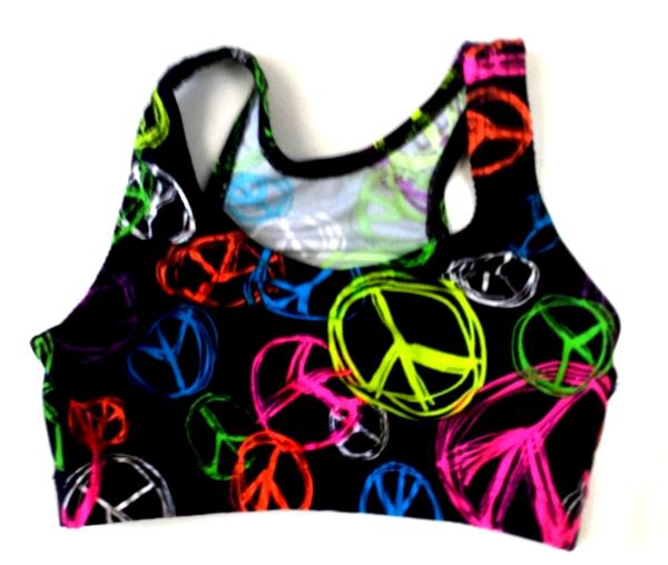 Black Peace Sign Sports Bra