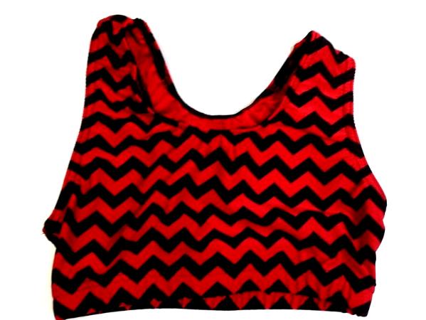 Chevron Red and Black Sports Bra