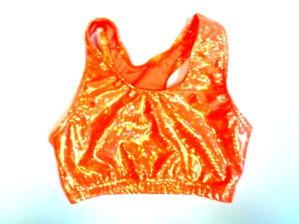 Neon Orange Metallic Shatter Glass Sports Bra