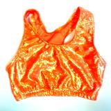 Neon Orange Metallic Shatter Glass Sports Bra