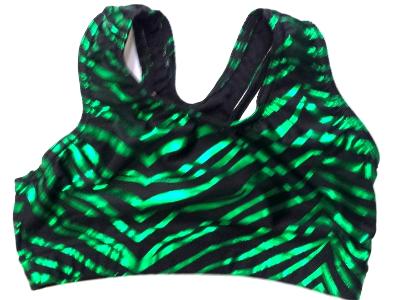 Green Metallic Zebra Sports Bra - LIMITED SELECTION