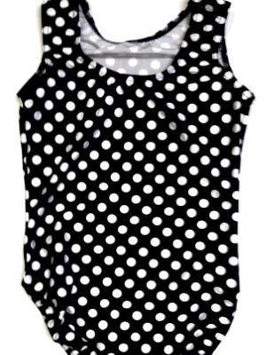 Black and White Polka Dots Gymnastics and Dance Leotard.