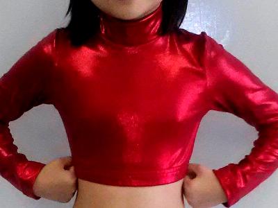 Icupid Cheer Metallic Crop Top Red