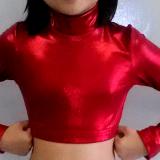 Icupid Cheer Metallic Crop Top Red