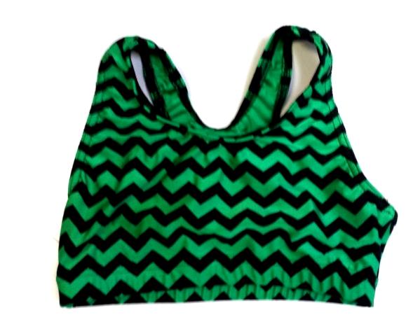 Chevron Green and Black Sports Bra