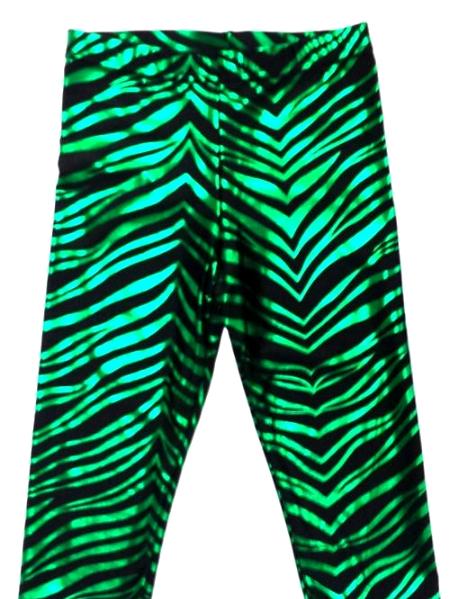 Green Metallic Zebra Capris