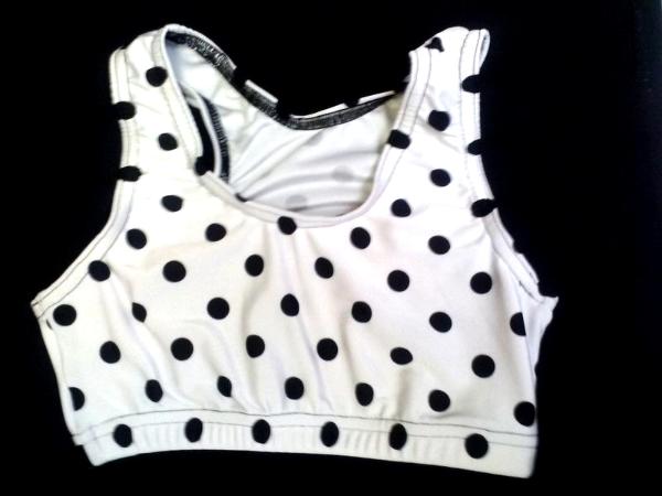 Crazy Dots Sports Bra Black on White - Icupid Practice Wear